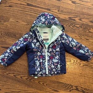 Roxy Girls' Navy Floral & Mint Hooded Jacket